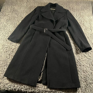 Emporio Armani Coat Womens 40 Black Wool Button Long Trench Winter Italy Jacket